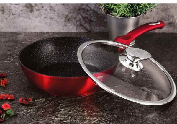 Pánev hluboká s mramorovým povrchem a poklicí 24 cm Burgundy Metallic Line