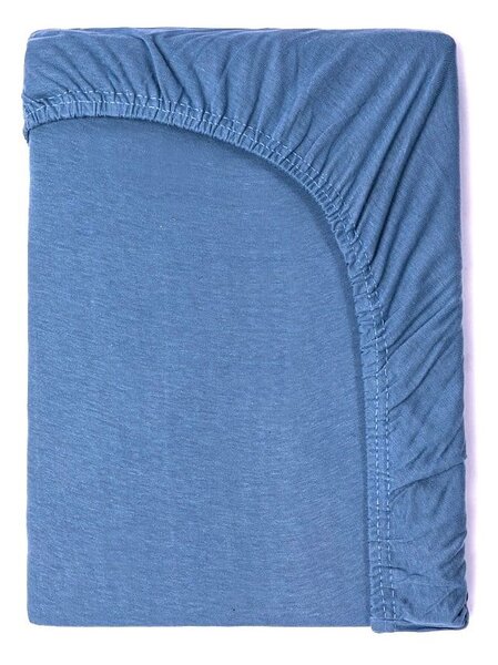 Dětské modré bavlněné elastické prostěradlo Good Morning, 70 x 140/150 cm