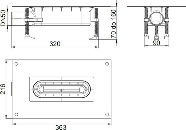 ACO ShowerDrain S+ tělo odtokového žlábku 36 cm 9010.51.21