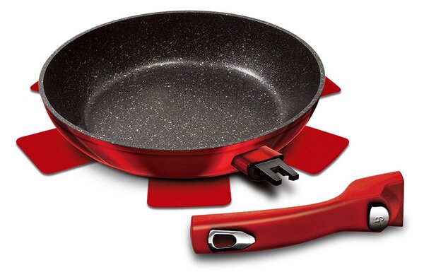 Pánev s odnímatelnou rukojetí + víko Burgundy Metallic Line 24 cm