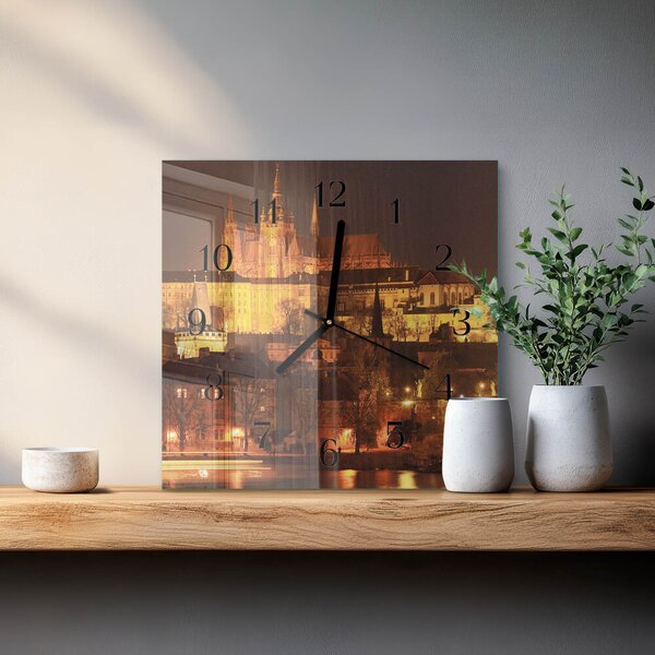 Skleněné hodiny na stěnu Praha zskc-30x30-00175277