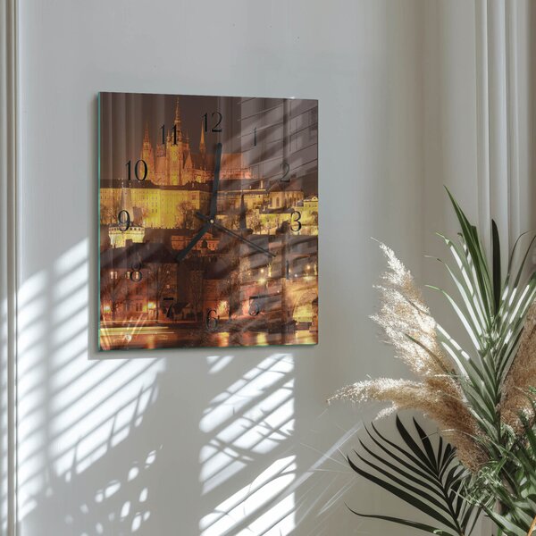 Skleněné hodiny na stěnu Praha zskc-30x30-00175277