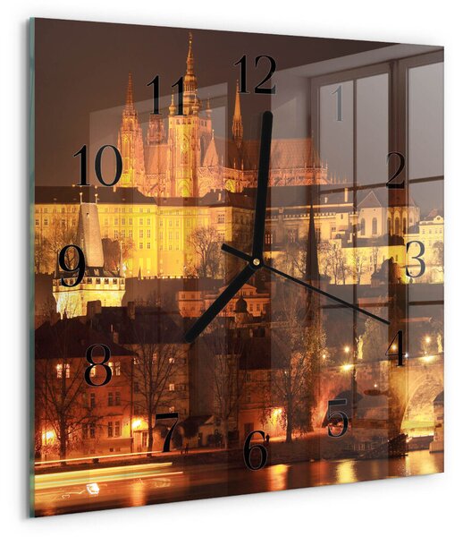 Skleněné hodiny na stěnu Praha zskc-30x30-00175277