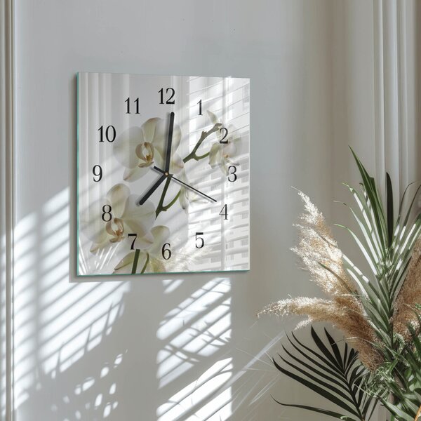 Skleněné hodiny na stěnu Orchidej zskc-30x30-00175321