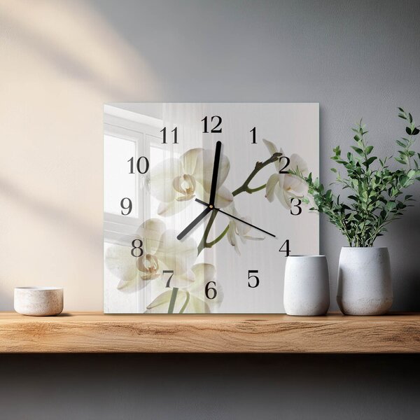 Skleněné hodiny na stěnu Orchidej zskc-30x30-00175321