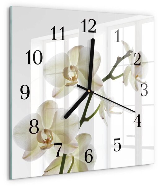 Skleněné hodiny na stěnu Orchidej zskc-30x30-00175321