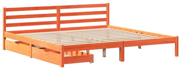 Postel bez matrace voskově hnědá 200 x 200 cm masivní borovice 3301562