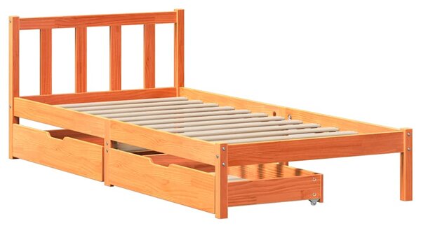 Postel bez matrace voskově hnědá 100 x 200 cm masivní borovice 3301491