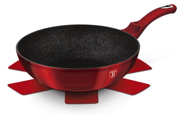 Pánev WOK s mramorovým povrchem 30 cm Burgundy Metallic Line