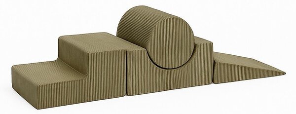 Khaki manšestrové pěnové hřiště 45x170x30 cm Montessori – Meowbaby