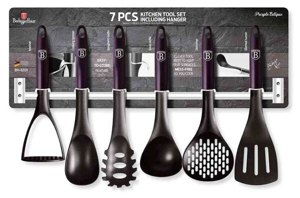 Kuchyňské náčiní s nástěnným držákem 7 ks Purple Eclipse Collection