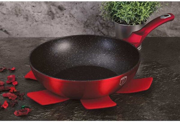 Pánev WOK s mramorovým povrchem 30 cm Burgundy Metallic Line