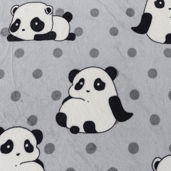 Prostěradlo mikroplyš PANDA 180x200 cm šedé