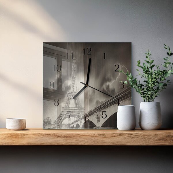 Skleněné hodiny na stěnu Paříž zskc-30x30-00175356
