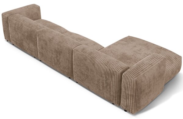 Micadoni Tmavě béžová manšestrová rohová pohovka Martina 330 cm, levá
