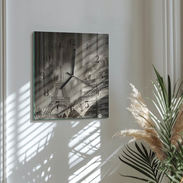 Skleněné hodiny na stěnu Paříž zskc-30x30-00175356