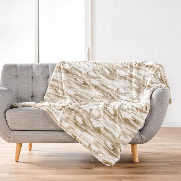 Béžová deka z umělé kožešiny 180x220 cm Cheyenne – douceur d'intérieur