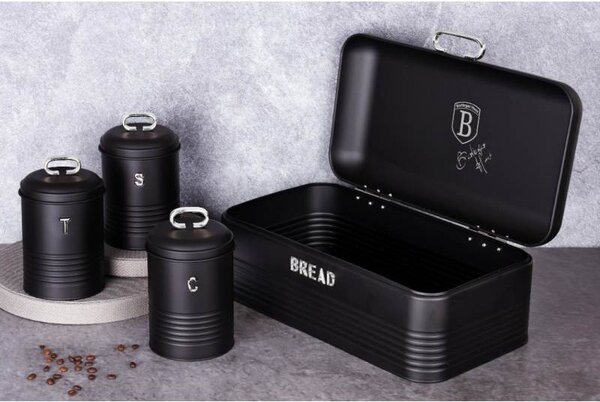 Chlebovka a dóza na potraviny sada 4 ks Matte Black Collection