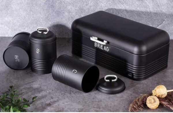 Chlebovka a dóza na potraviny sada 4 ks Matte Black Collection