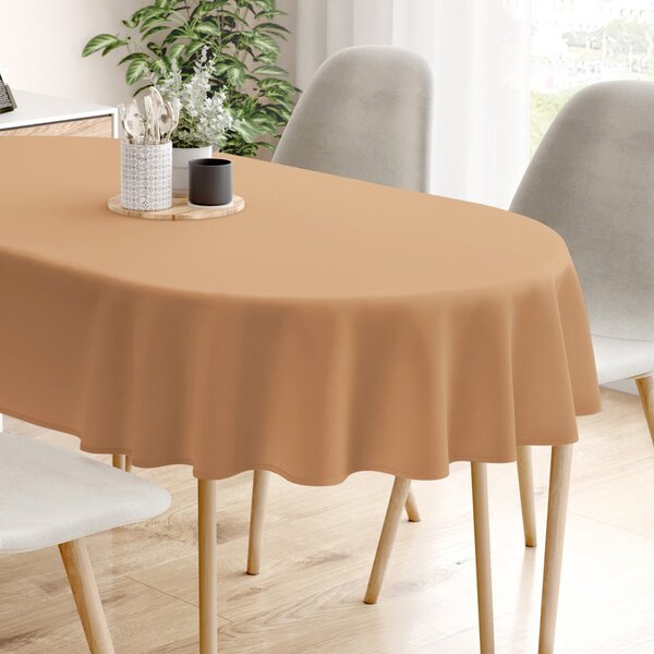 Goldea oválný ubrus 100% bavlněné plátno - podzimní hnědý 140 x 180 cm
