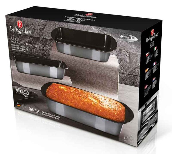 Plechy a forma na pečení s titanovým povrchem sada 3 ks Carbon PRO Line