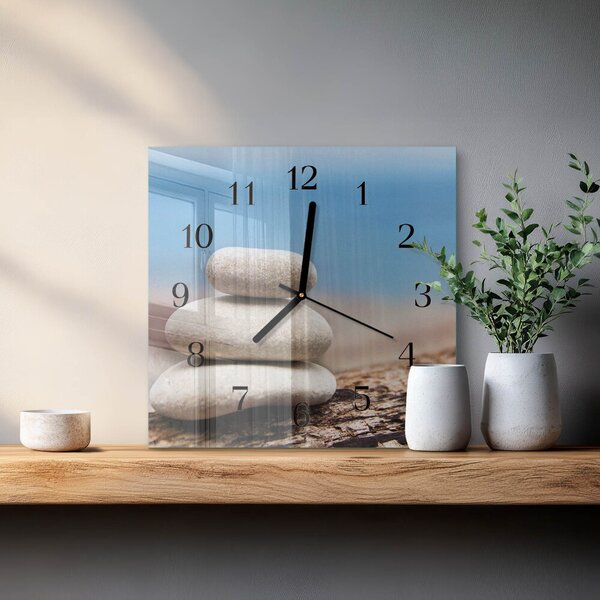 Skleněné hodiny na stěnu Kameny zskc-30x30-00175373