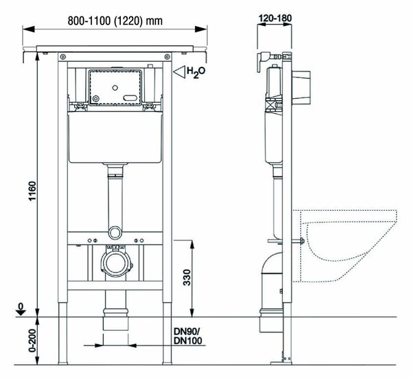 Mereo, Mereo WC modul pro suchou instalaci, pro sádrokarton (instalace do jádra), MER-MM03N