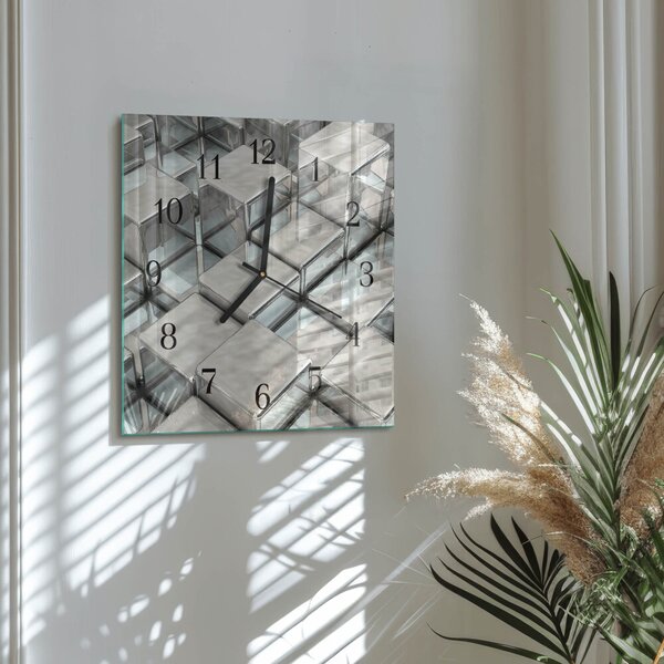 Skleněné hodiny na stěnu Kostky zskc-30x30-00175380