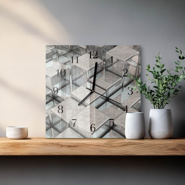 Skleněné hodiny na stěnu Kostky zskc-30x30-00175380