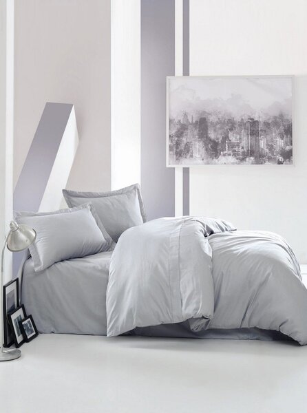 Šedé povlečení na dvoulůžko/prodloužené z bavlněného saténu 240x220 cm Elegant – Mijolnir