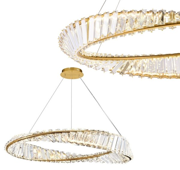TooLight Křišťálový závěsný LED lustr APP1201-CP 50 cm zlatý/neutrální bílá