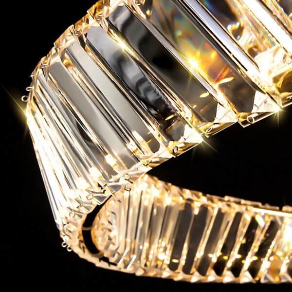 TooLight Křišťálový závěsný LED lustr APP1201-CP 50 cm zlatý/neutrální bílá