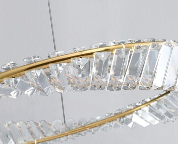 TooLight Křišťálový závěsný LED lustr APP1201-CP 50 cm zlatý/neutrální bílá