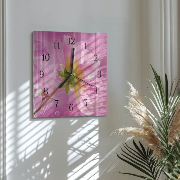 Skleněné hodiny na stěnu Květ zskc-30x30-00175385