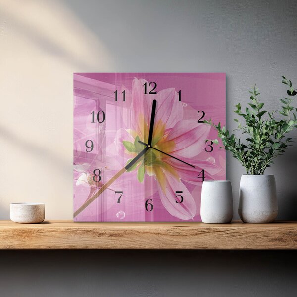 Skleněné hodiny na stěnu Květ zskc-30x30-00175385