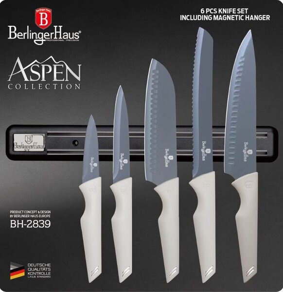 Sada nožů s magnetickým držákem 6 ks Aspen Collection