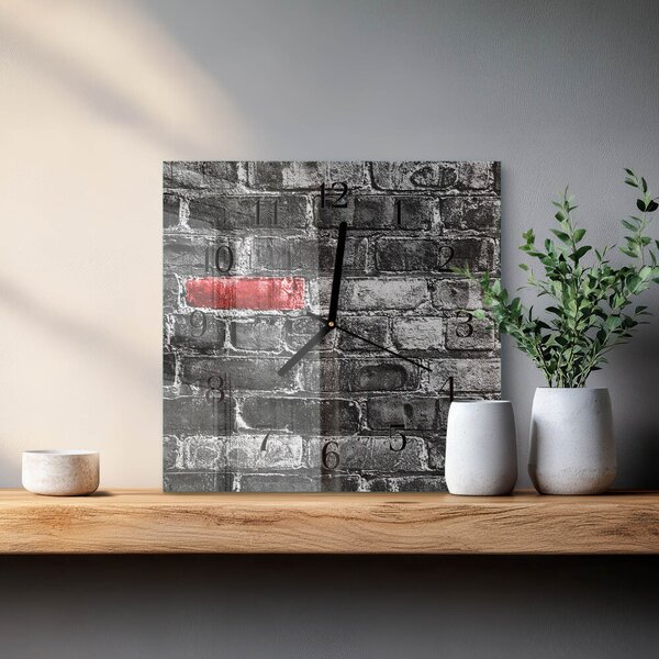 Skleněné hodiny na stěnu Cihlový zskc-30x30-00175401