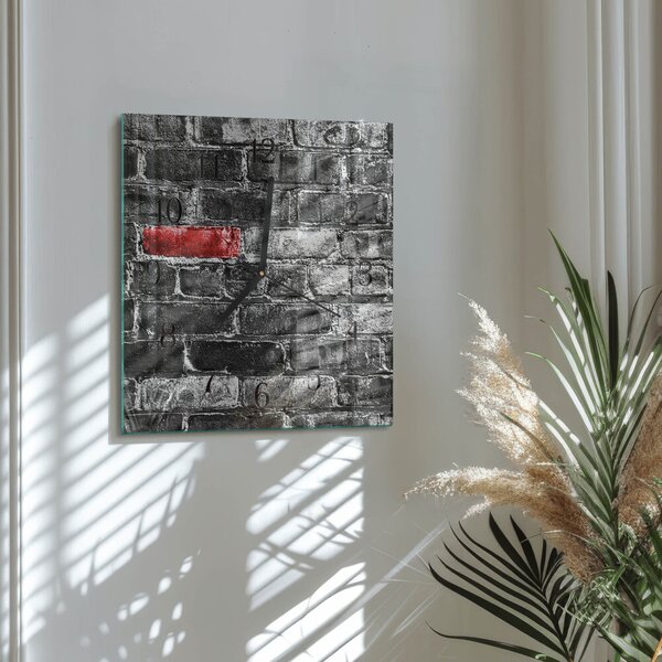 Skleněné hodiny na stěnu Cihlový zskc-30x30-00175401