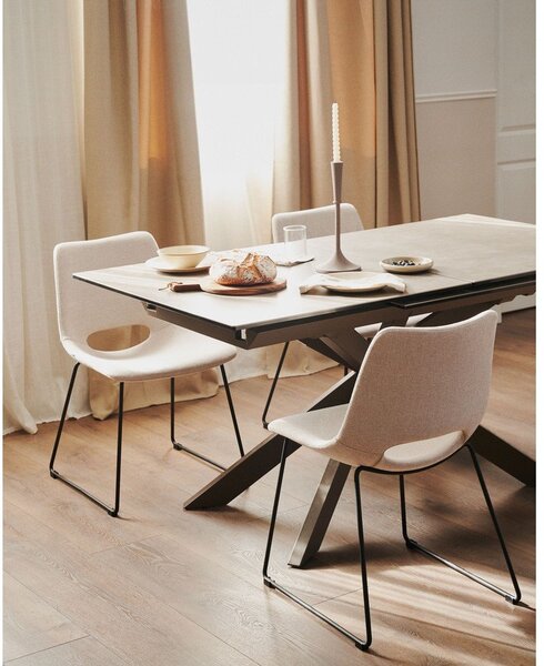 Hnědý rozkládací jídelní stůl s keramickou deskou 90x160 cm Atminda – Kave Home