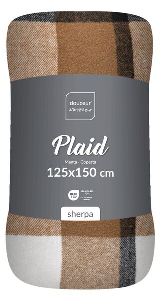Hnědá deka s beránkem 125x150 cm Ecossais – douceur d'intérieur