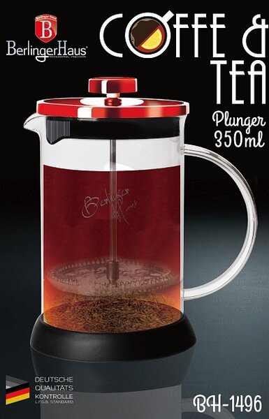 Konvička na čaj a kávu French Press 350 ml Burgundy Metallic Line