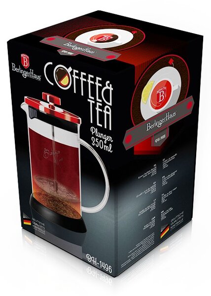Konvička na čaj a kávu French Press 350 ml Burgundy Metallic Line