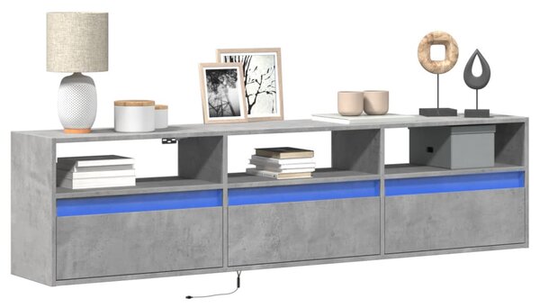 Nástěnná TV skříňka s LED betonově šedá 180 x 31 x 45 cm 3307943