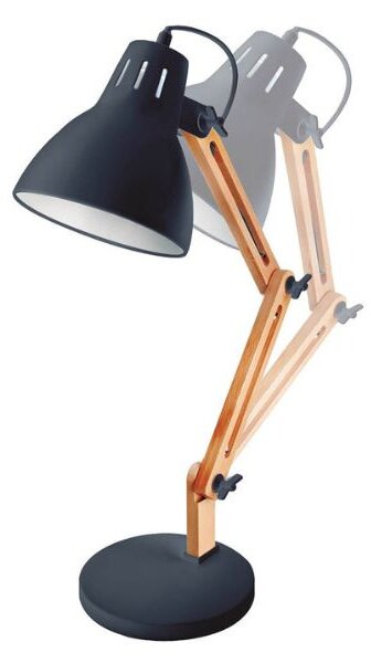 Kloubová stolní lampa Hamu, na 1 žárovku E27 max 11W, dřevo a černý kov