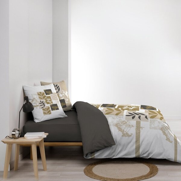 Bílé/hnědé bavlněné povlečení na dvoulůžko/prodloužené 240x220 cm Utopia – douceur d'intérieur