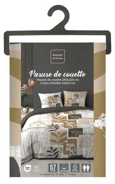 Bílé/hnědé bavlněné povlečení na dvoulůžko/prodloužené 240x220 cm Utopia – douceur d'intérieur