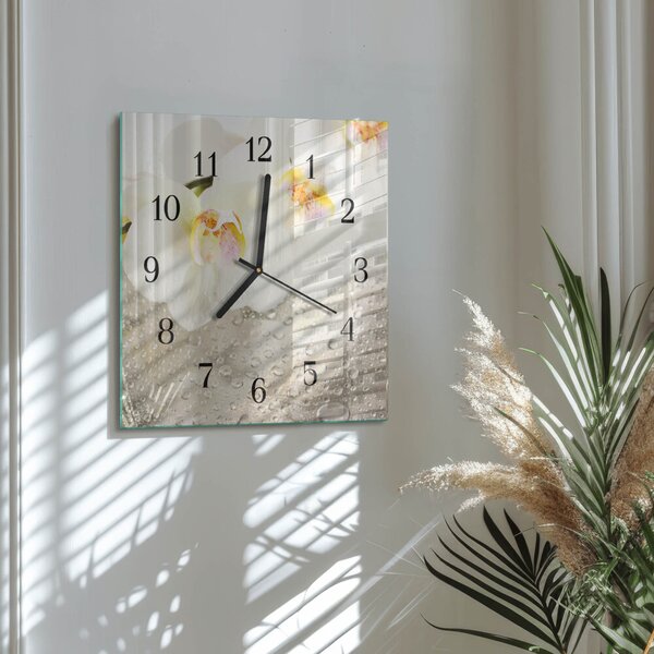 Skleněné hodiny na stěnu Orchidej zskc-30x30-00175420