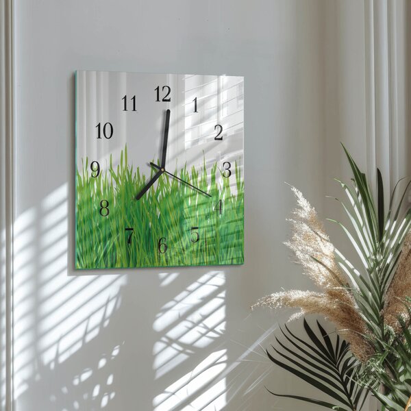 Skleněné hodiny na stěnu Tráva zskc-30x30-00175429