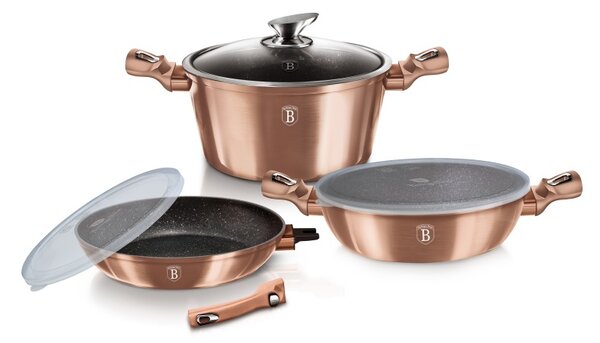 Sada nádobí s mramorovým povrchem 6 ks Rosegold Metallic Line