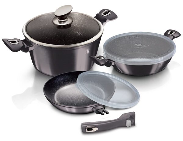 Sada nádobí s mramorovým povrchem 6 ks Carbon PRO Line